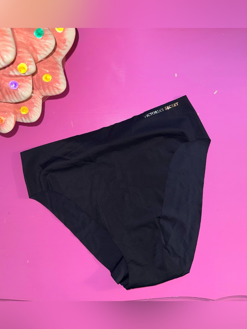 Victorias Secret high leg Cheeky panty Medium black silky ruched
